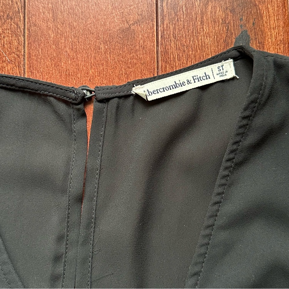 Abercrombie & Fitch Black Long Sleeve Button Down Dress Small T (tall) - Picture 4 of 10